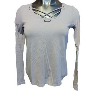 Mudd Women's Light Purple Long Sleeve Corset Neck Top XS